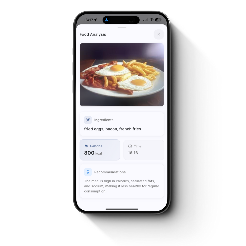 Food Analysis Screen Mockup