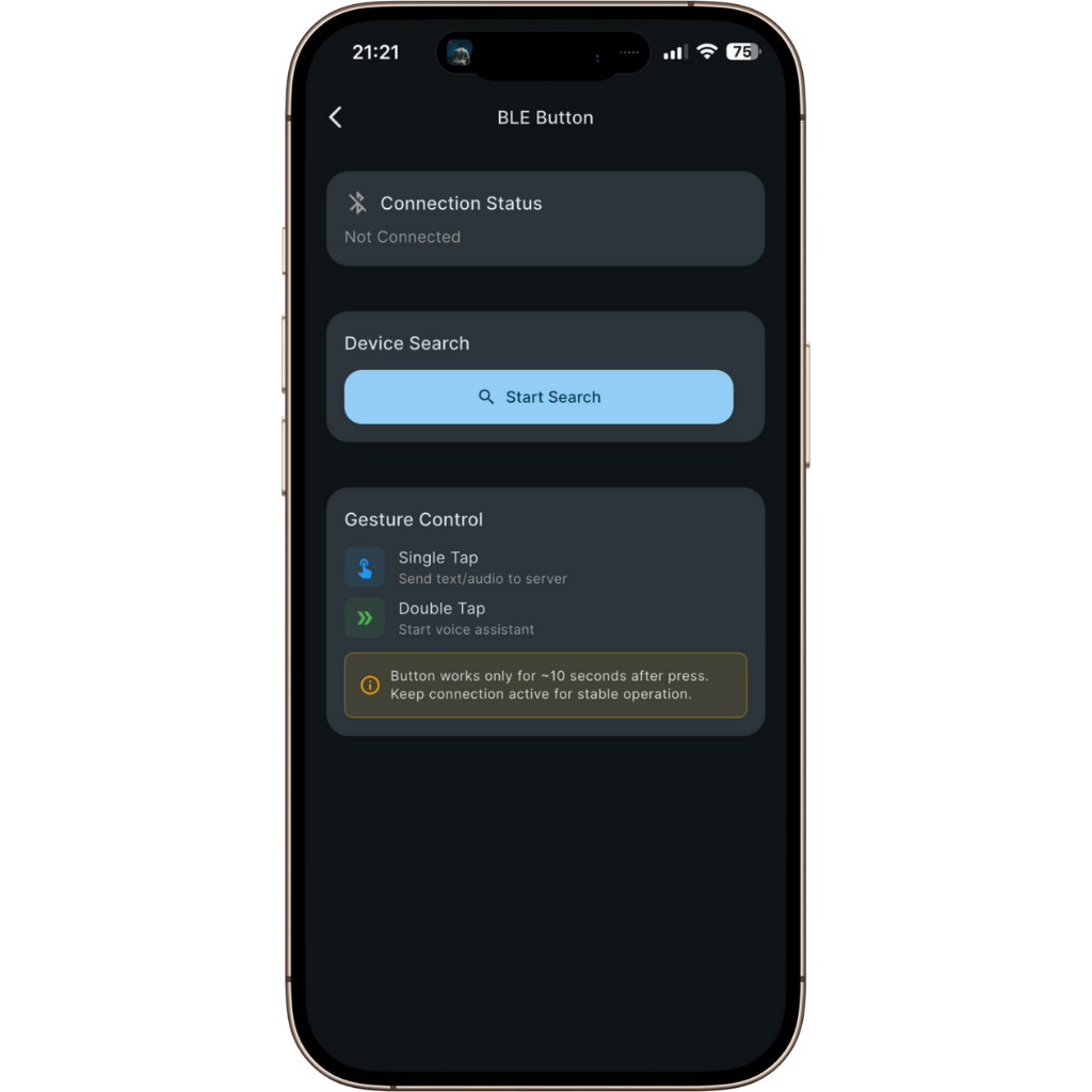 Search and connect screen